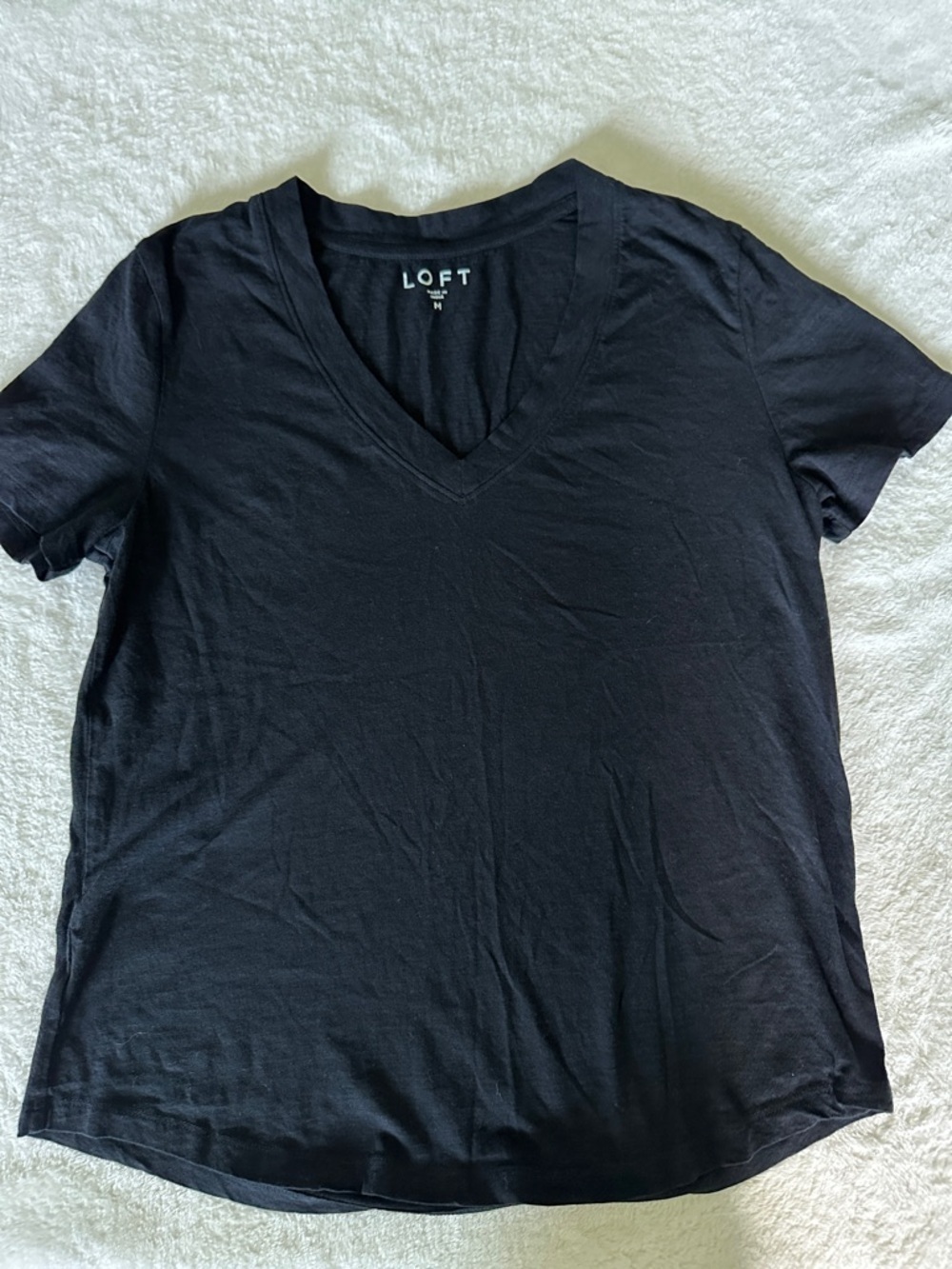 LOFT Black V-Neck Short Sleeve Tee